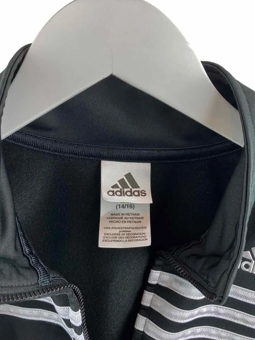 Adidas Boys' Track Jacket Black/White Size L (14/16)