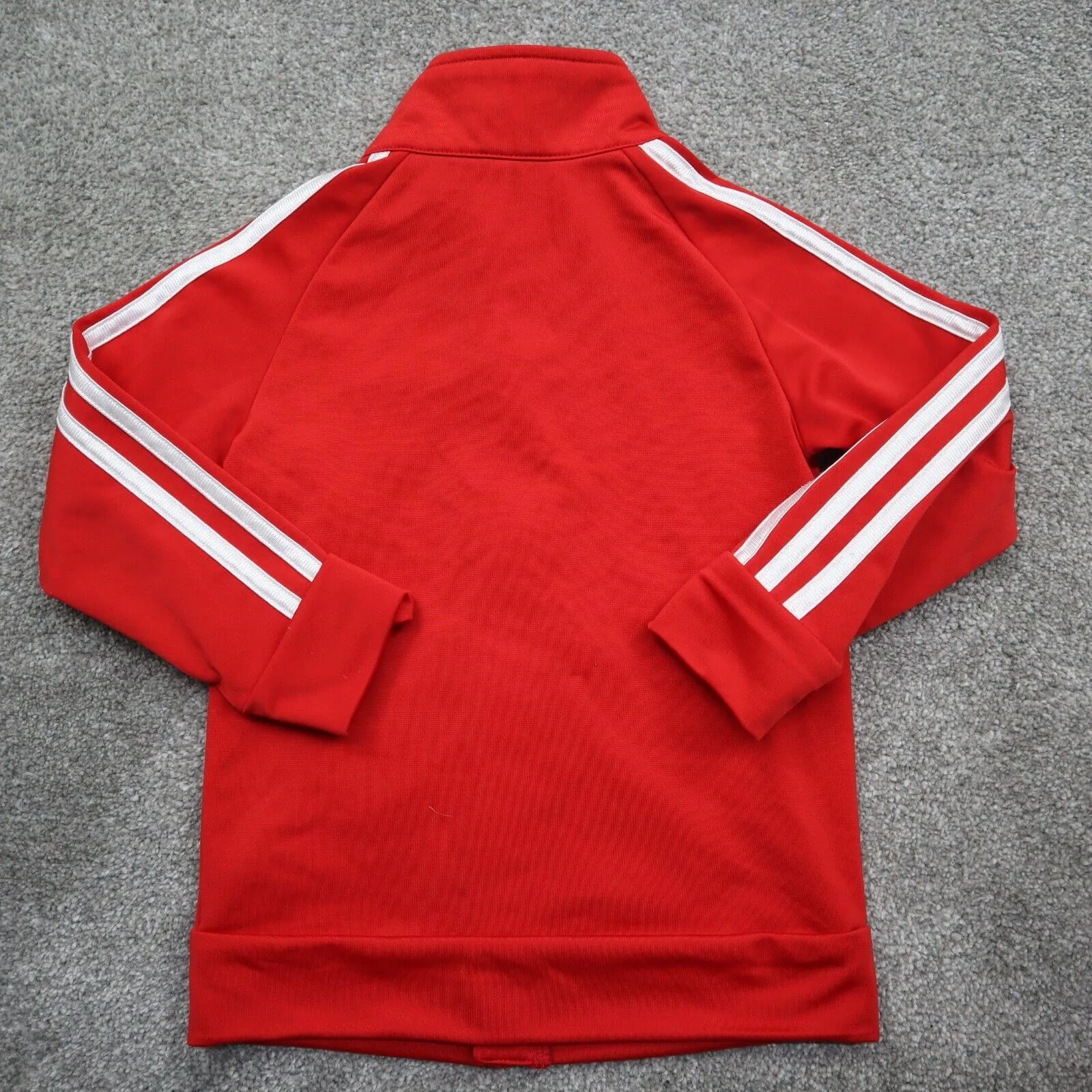 adidas Jacket Girl Size 3T Red White Solid Long Sleeve Full Zip Track Jacket