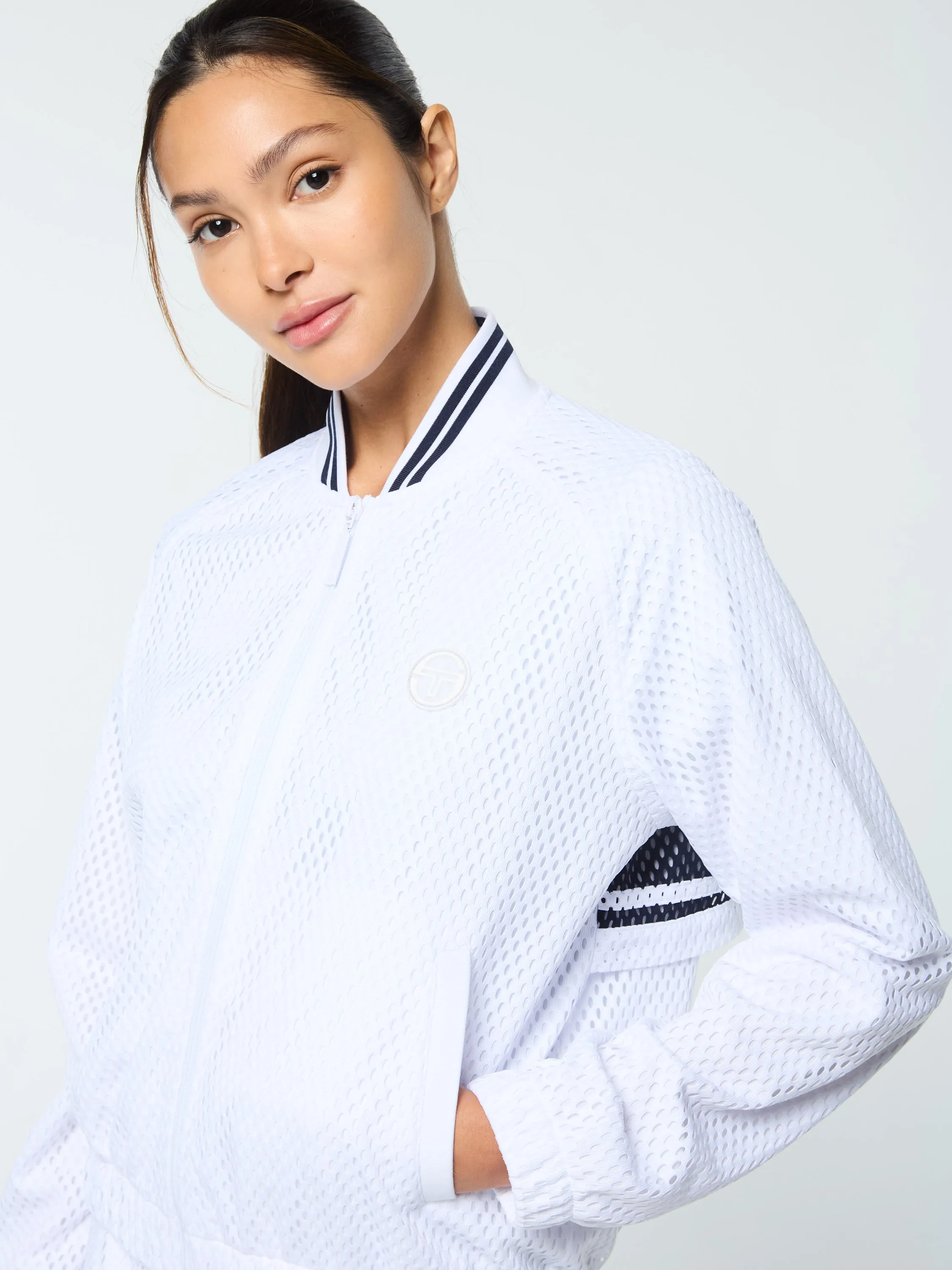 Adria Mesh Track Jacket- Brilliant White