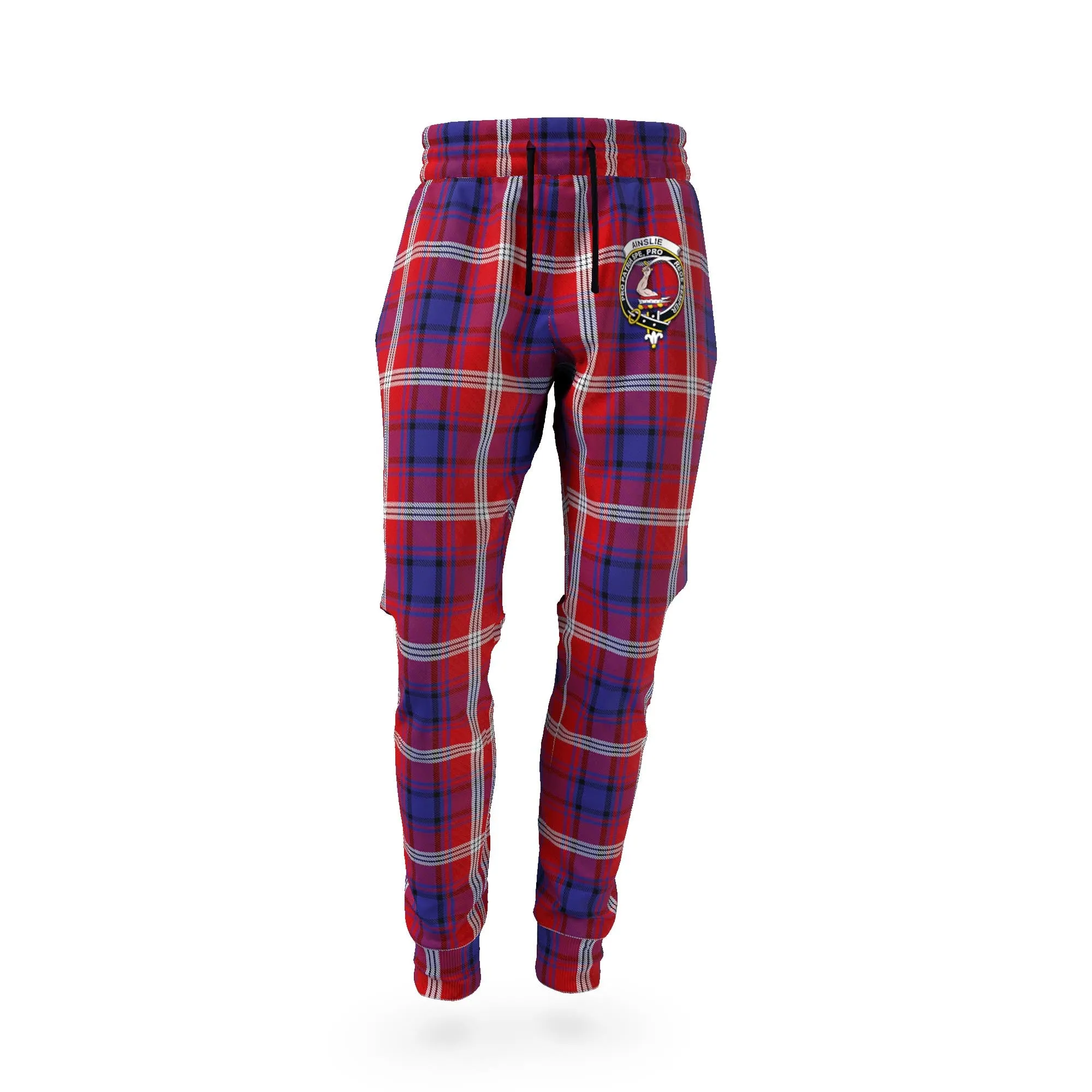 Ainslie Tartan Joggers Pants with Family Crest