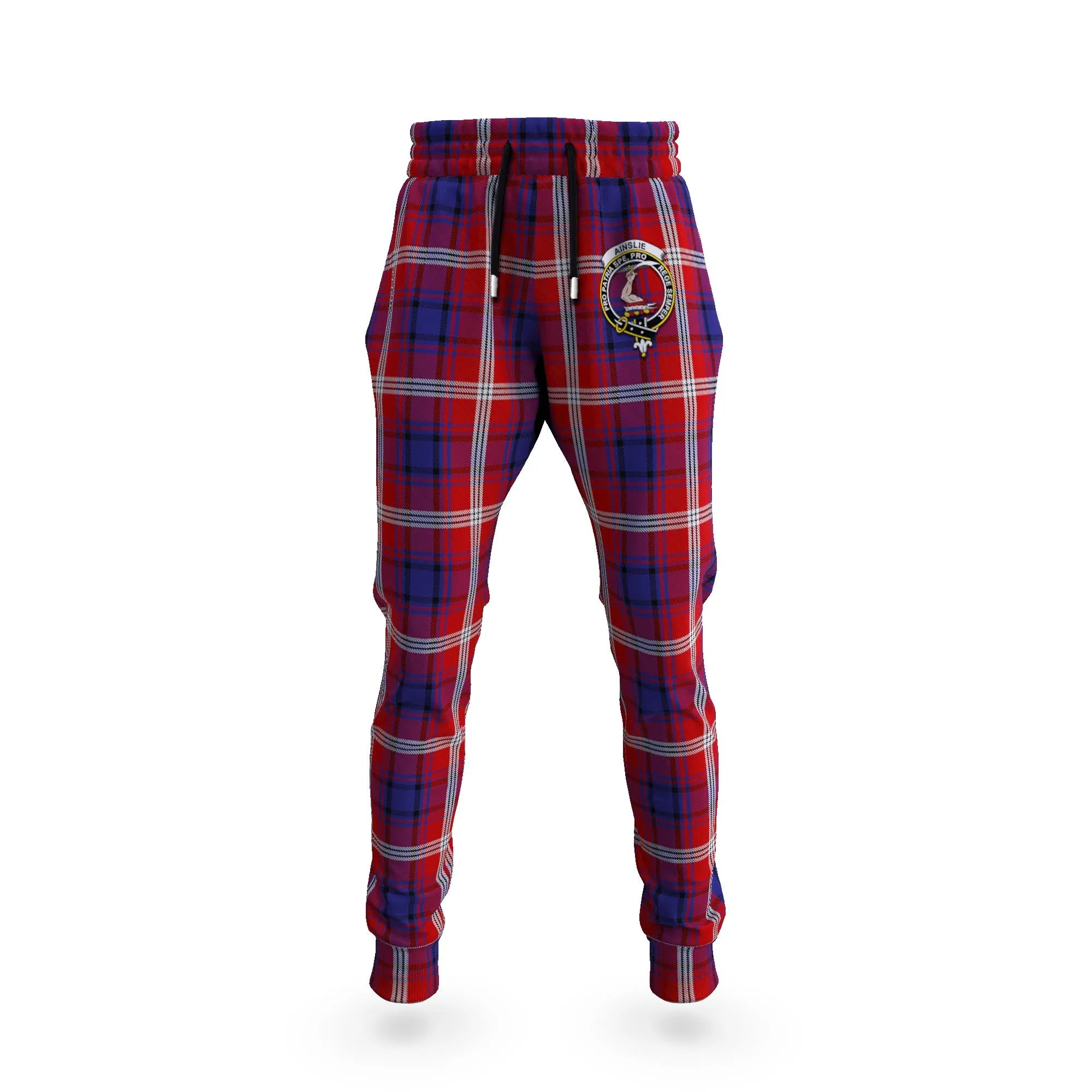 Ainslie Tartan Joggers Pants with Family Crest