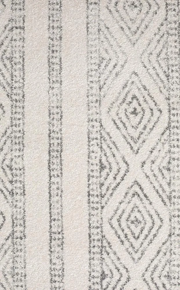 Aladdin Abby White And Grey Tribal Runner Rug