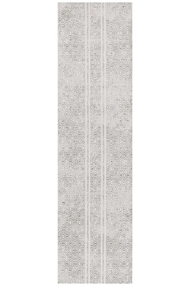 Aladdin Abby White And Grey Tribal Runner Rug