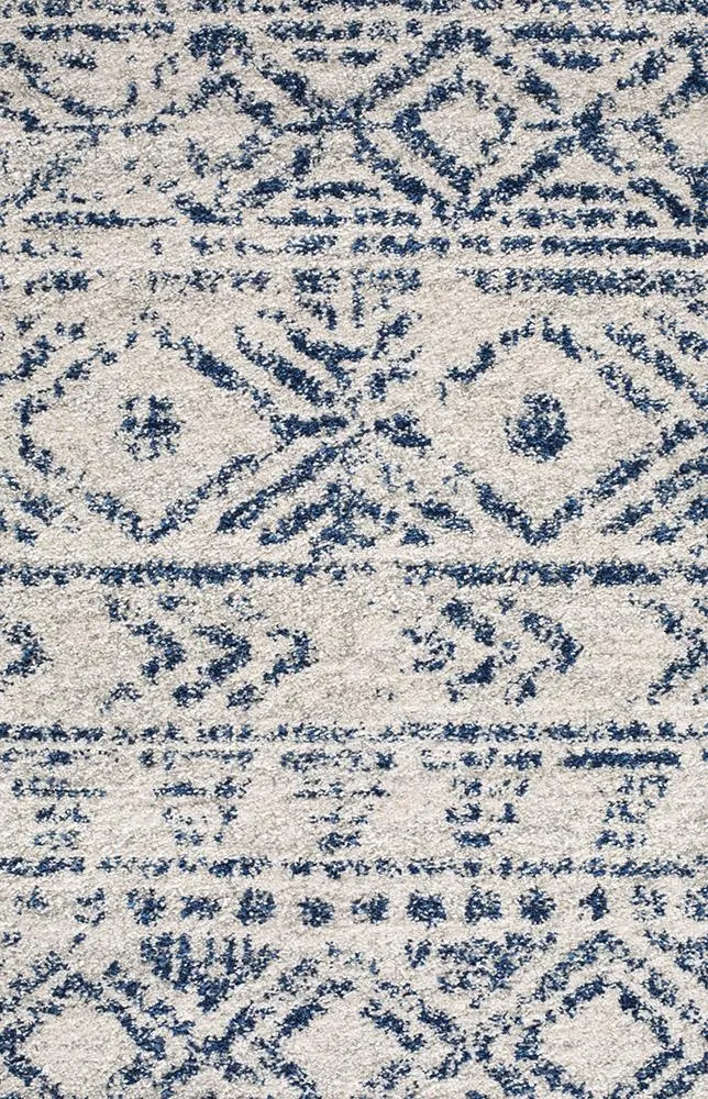 Aladdin Aliya White Blue Rustic Round Rug