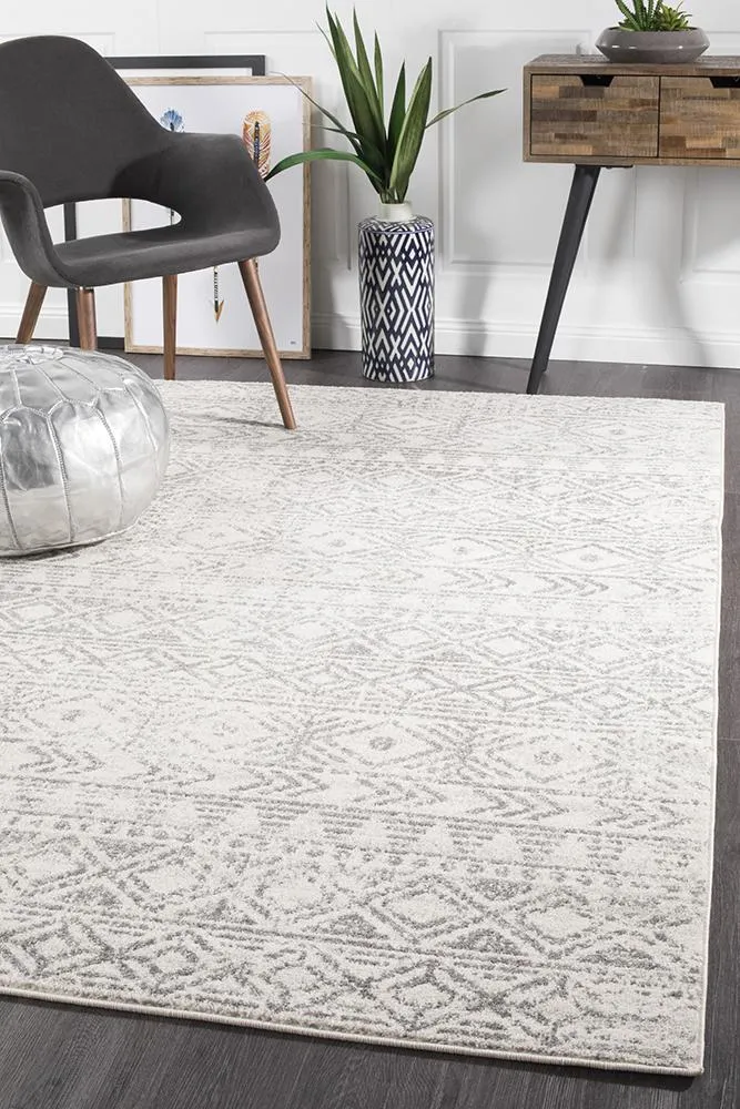 Aladdin Aliya White Grey Rustic Rug