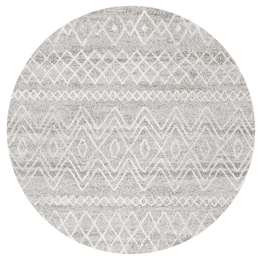 Aladdin Iman Grey Rustic Tribal Round Rug