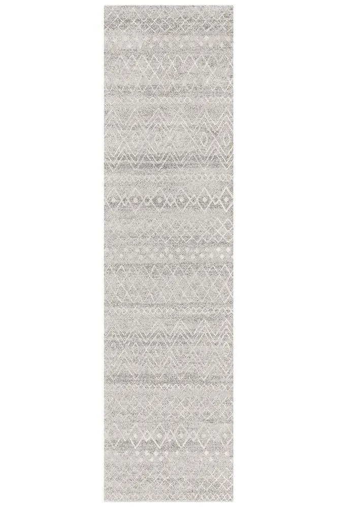 Aladdin Iman Grey Rustic Tribal Runner Rug