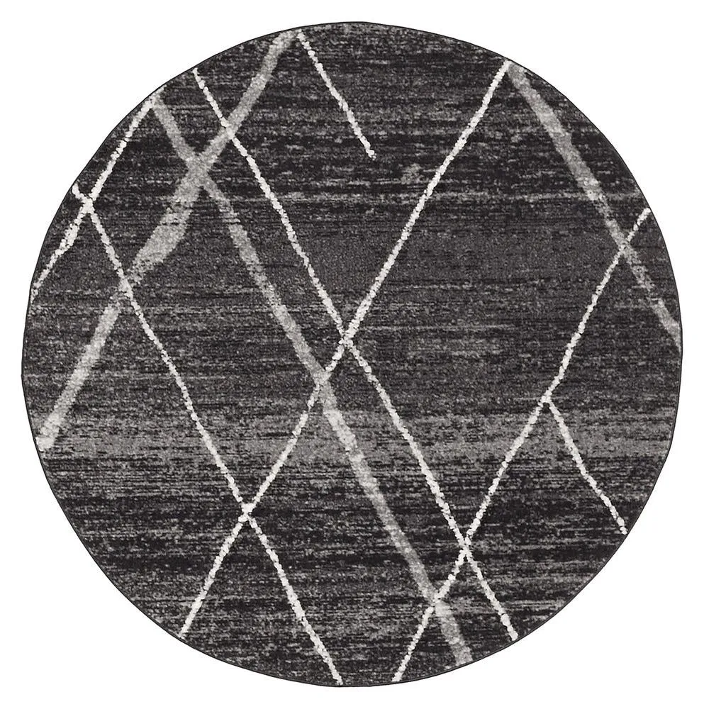 Aladdin Jabir Charcoal Contemporary Round Rug