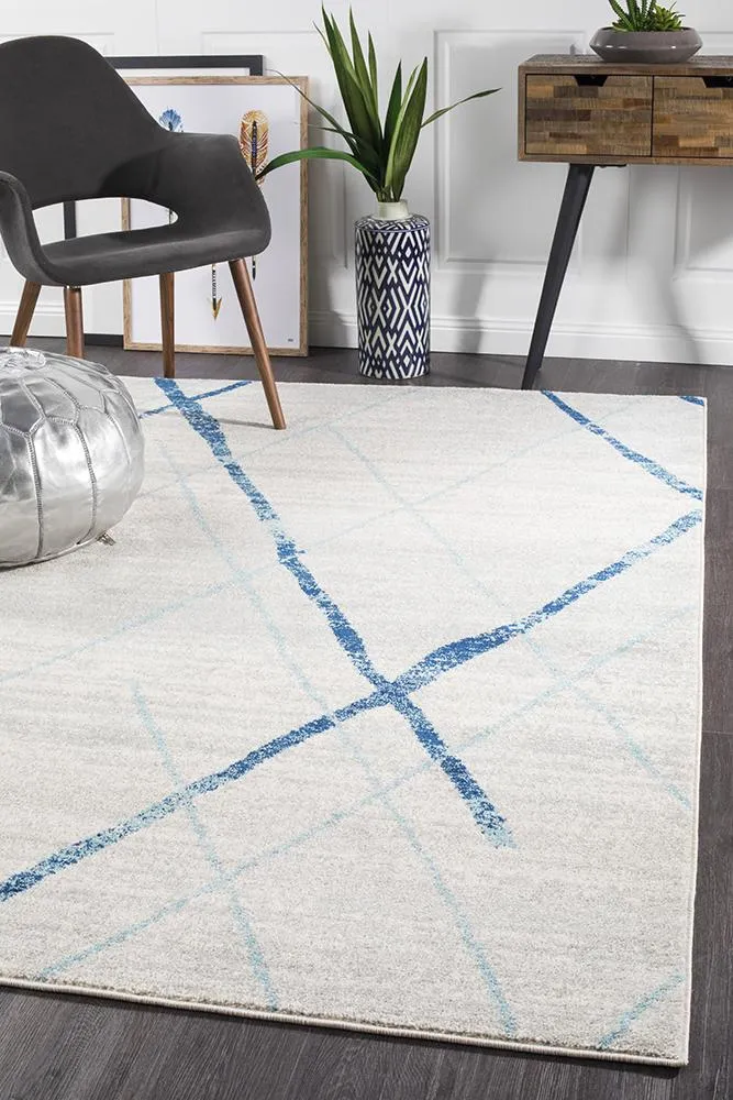 Aladdin Jabir White Blue Contemporary Rug