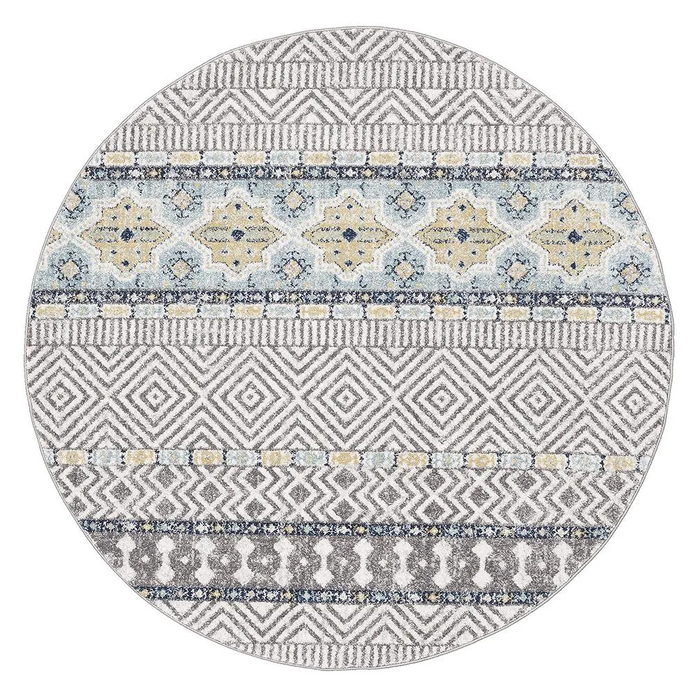 Aladdin Layla Blue Tribal Round Rug