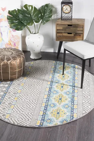 Aladdin Layla Blue Tribal Round Rug