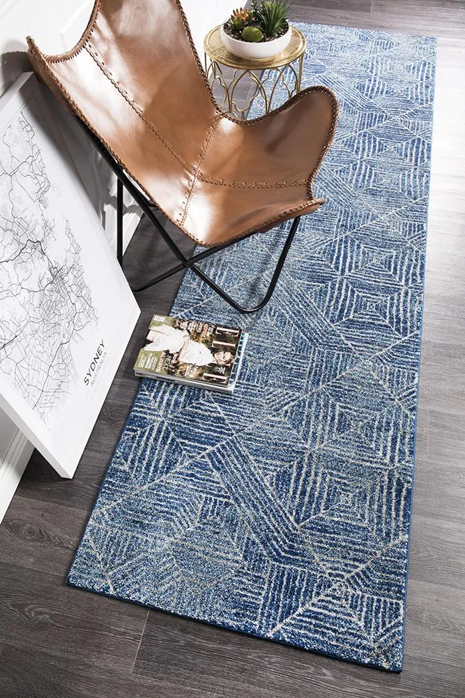 Aladdin Lina Contemporary Navy Runner Rug