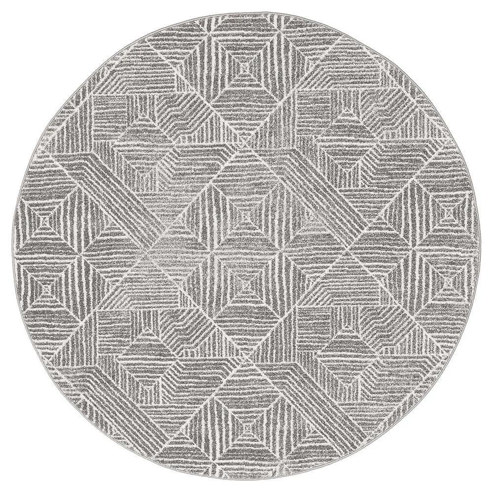 Aladdin Lina Contemporary Silver Round Rug