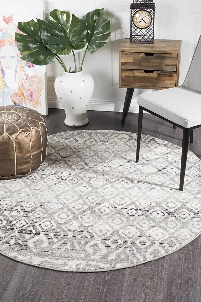 Aladdin Nawal Dark Grey Tribal Round Rug