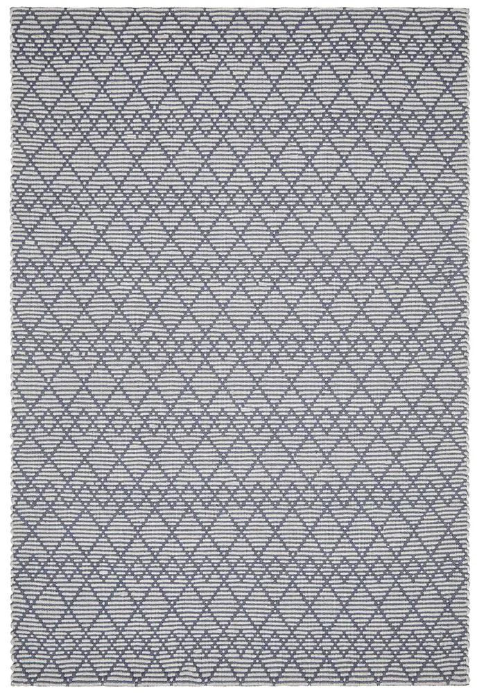 Anika  Hand loomed Wool Rug Denim Bone