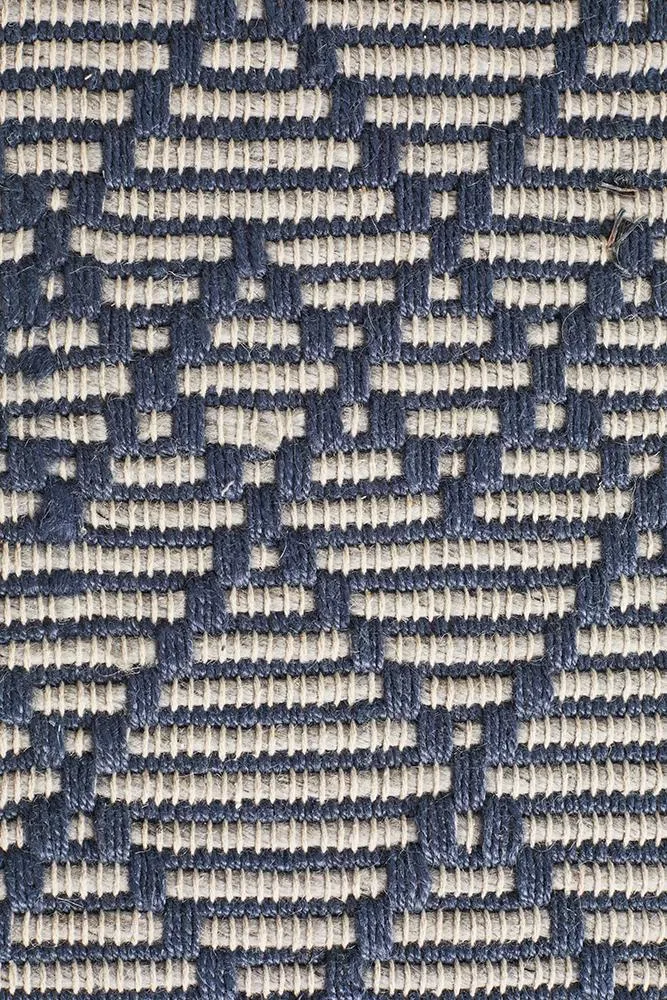 Anika  Hand loomed Wool Rug Denim Bone