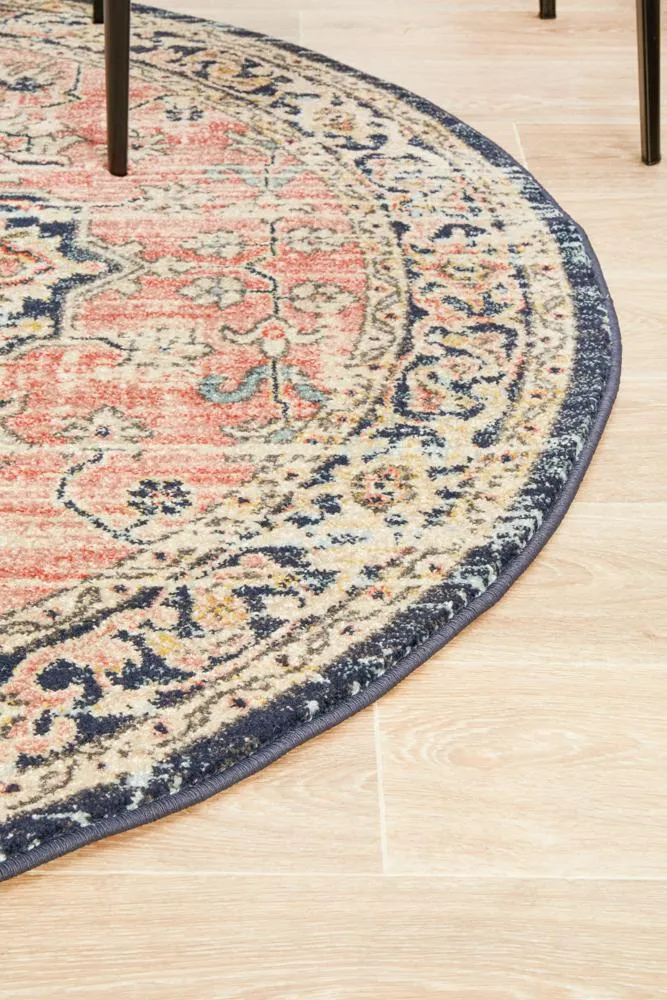 Artin Power Loomed Brick Round Rug