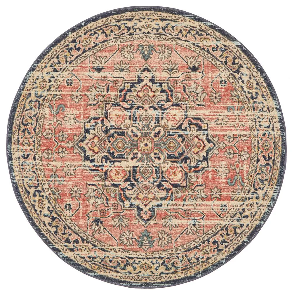 Artin Power Loomed Brick Round Rug