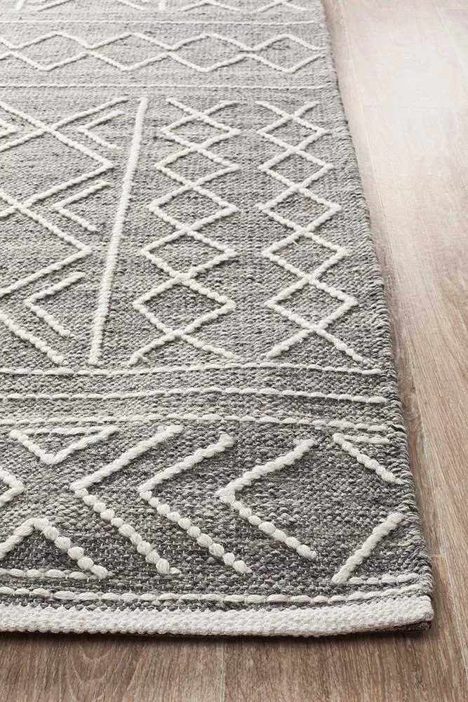 Arya Stitch Woven Rug Silver Grey