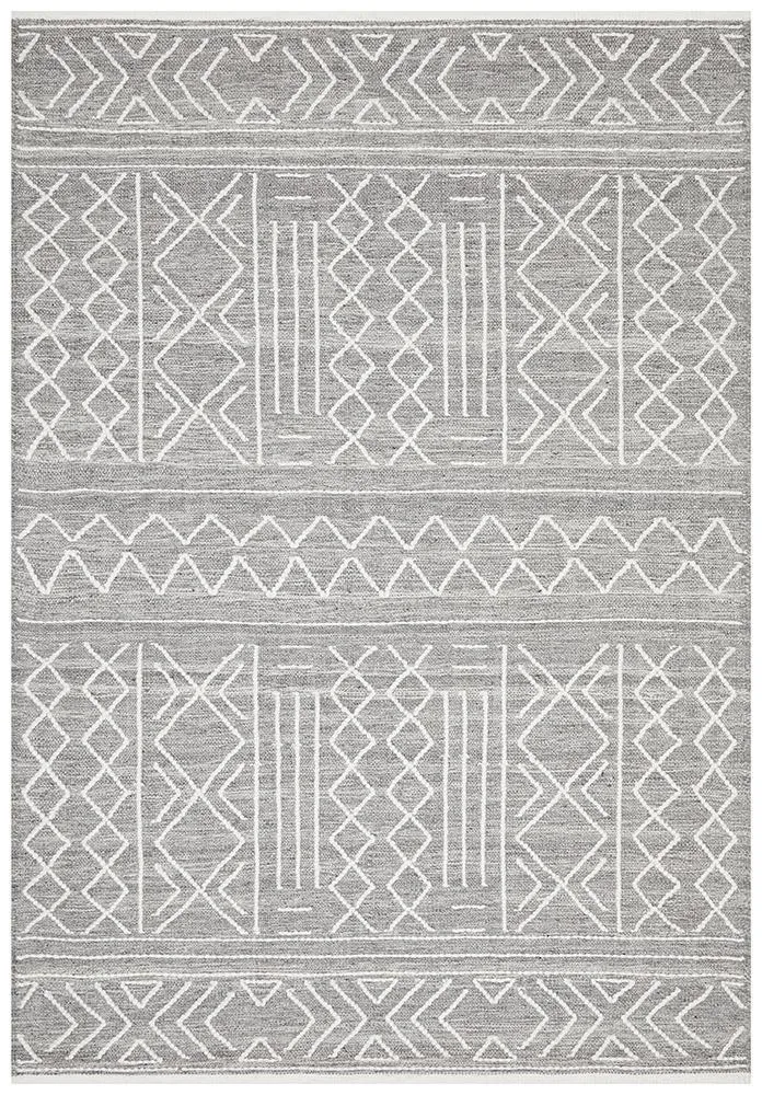 Arya Stitch Woven Rug Silver Grey