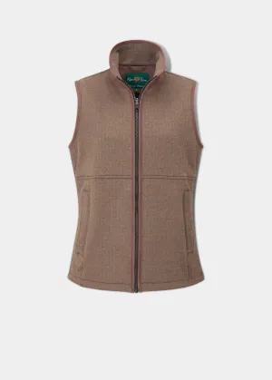 Aylsham Ladies Fleece Gilet In Brown Herringbone - Regular Fit