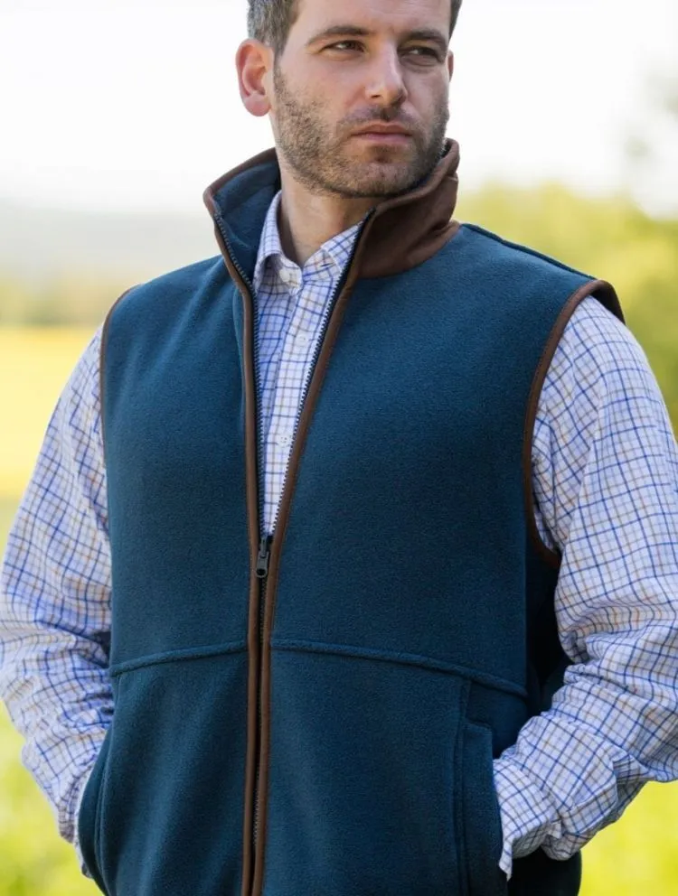 Aylsham Men's Fleece Gilet In Blue Steel - Regular Fit