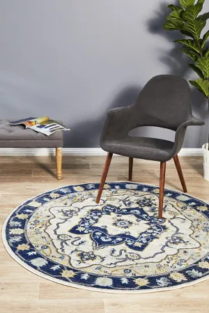 Babylon 201 Round Rug (Navy) by Rug Culture