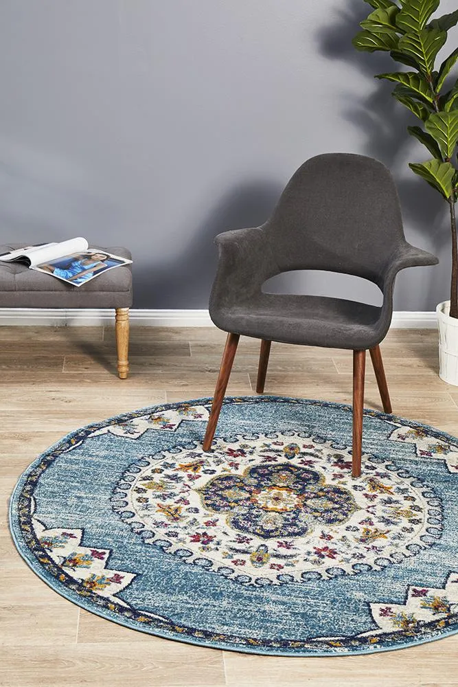 Babylon 202 Blue Round Rug