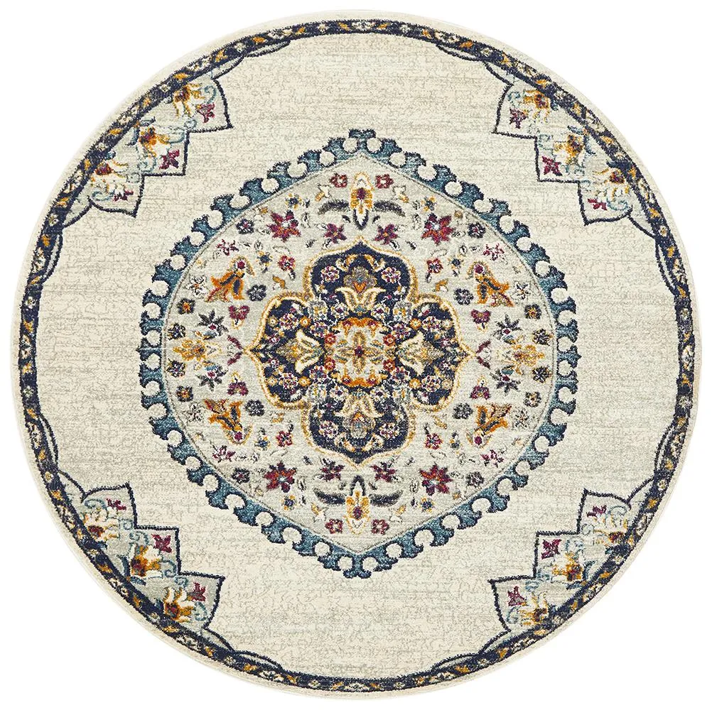 Babylon 202 White Round Rug