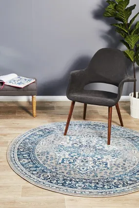 Babylon 207 Blue  Round Rug