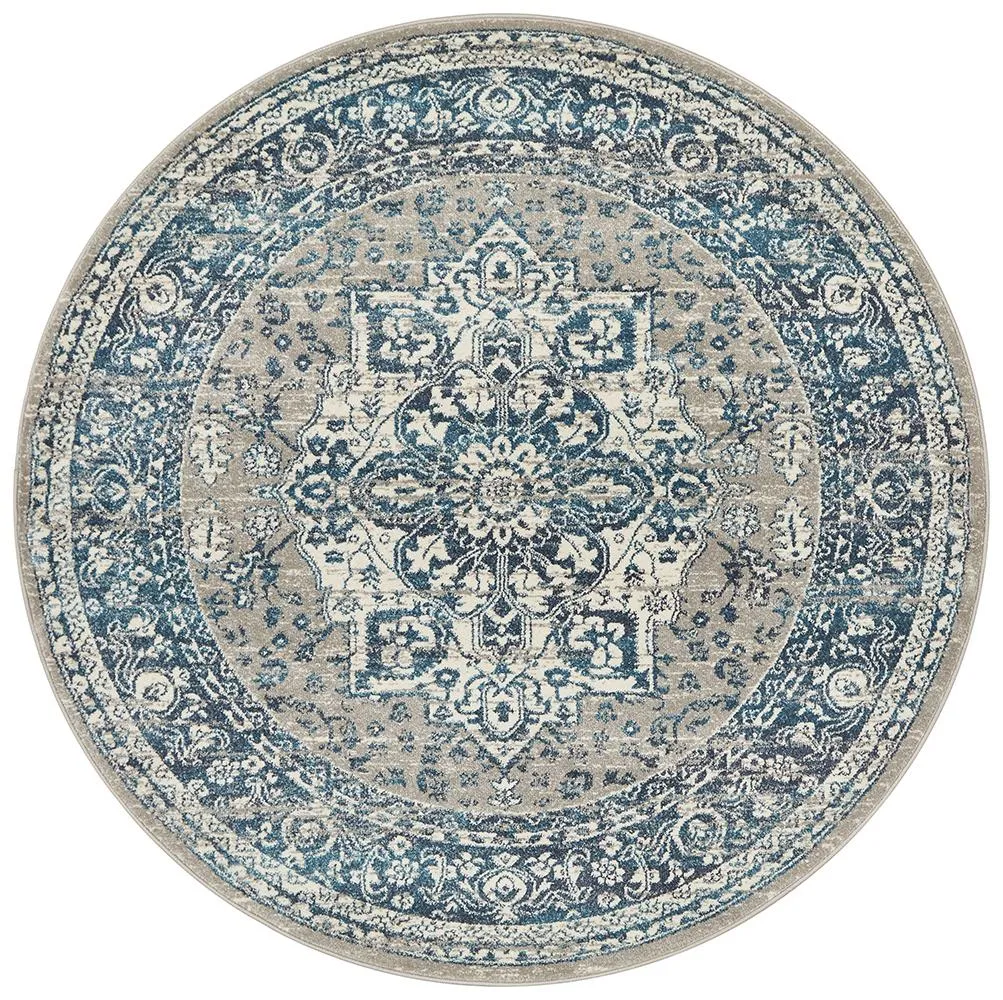 Babylon 207 Blue  Round Rug