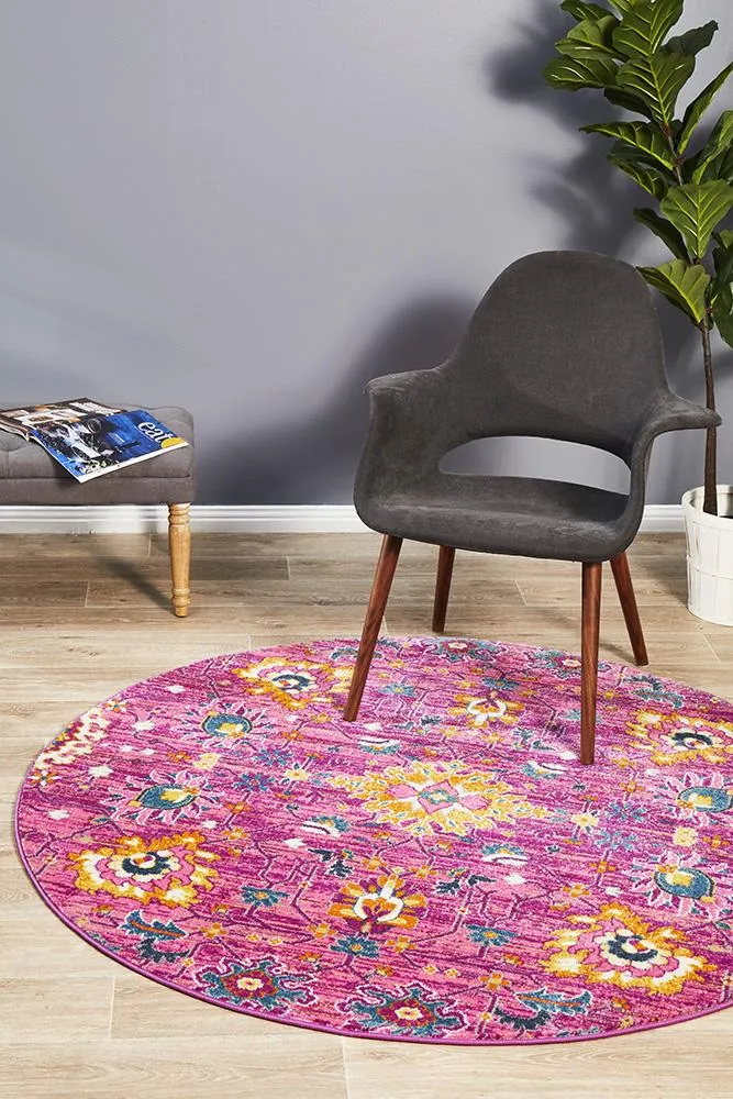 Babylon 210 Fuchsia  Round Rug