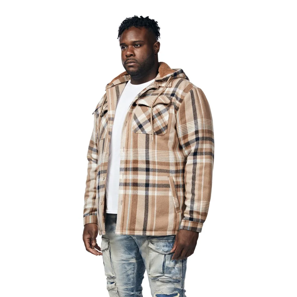 Big and Tall Plaid Flannel Shacket - Toffee