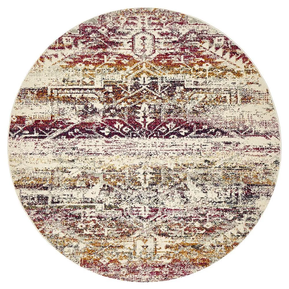 Boho Vintage Erika Fuschia Round Rug