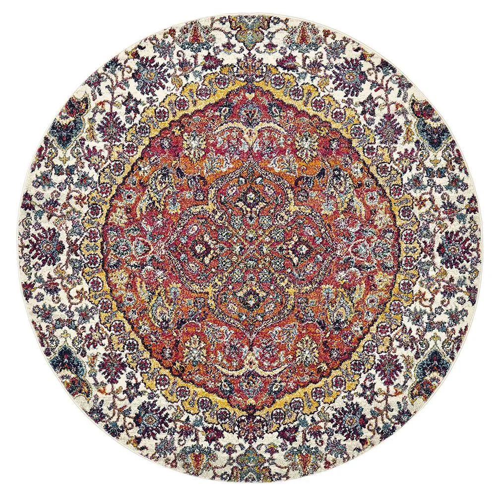 Boho Vintage Natalie Rust Round Rug