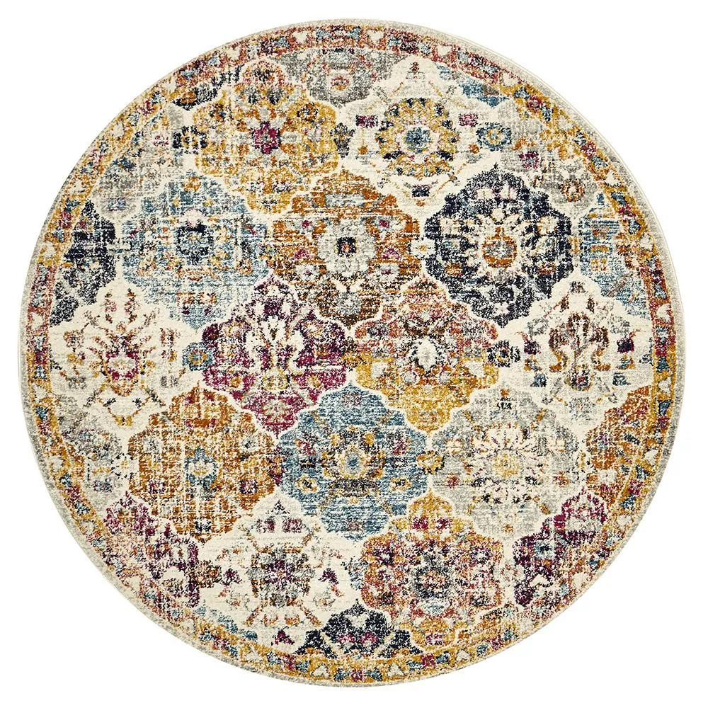 Boho Vintage Olivia  Round Rust Rug