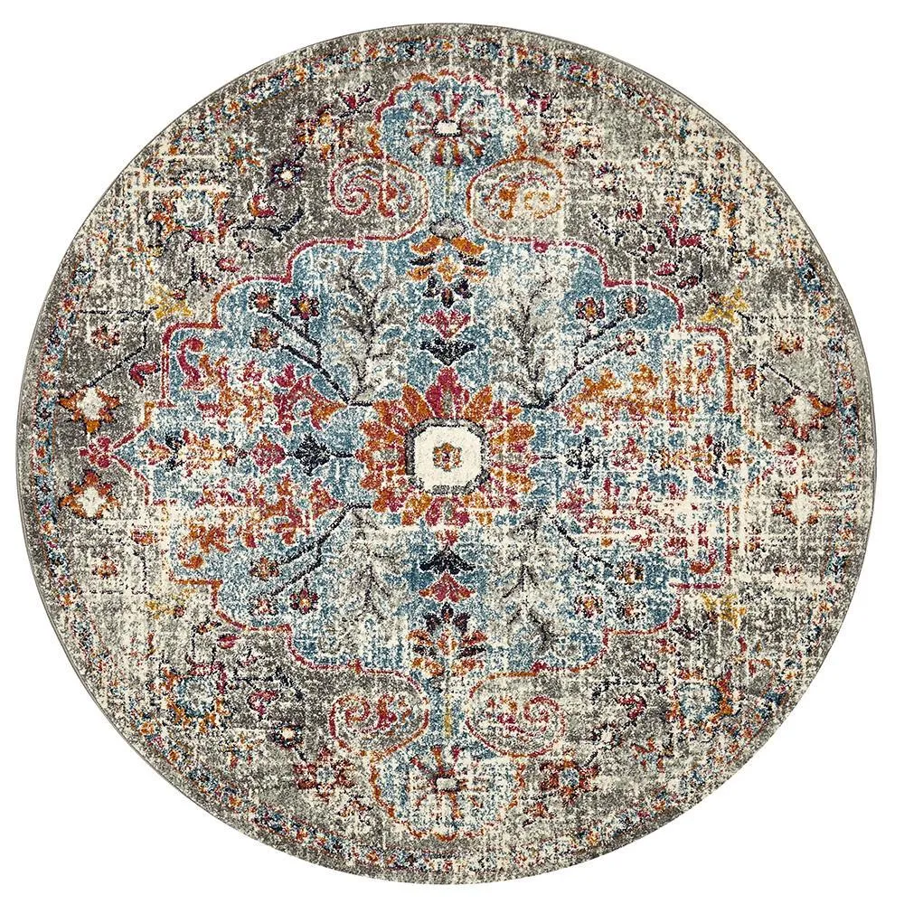 Boho Vintage Sophia Multi Coloured Round Rug