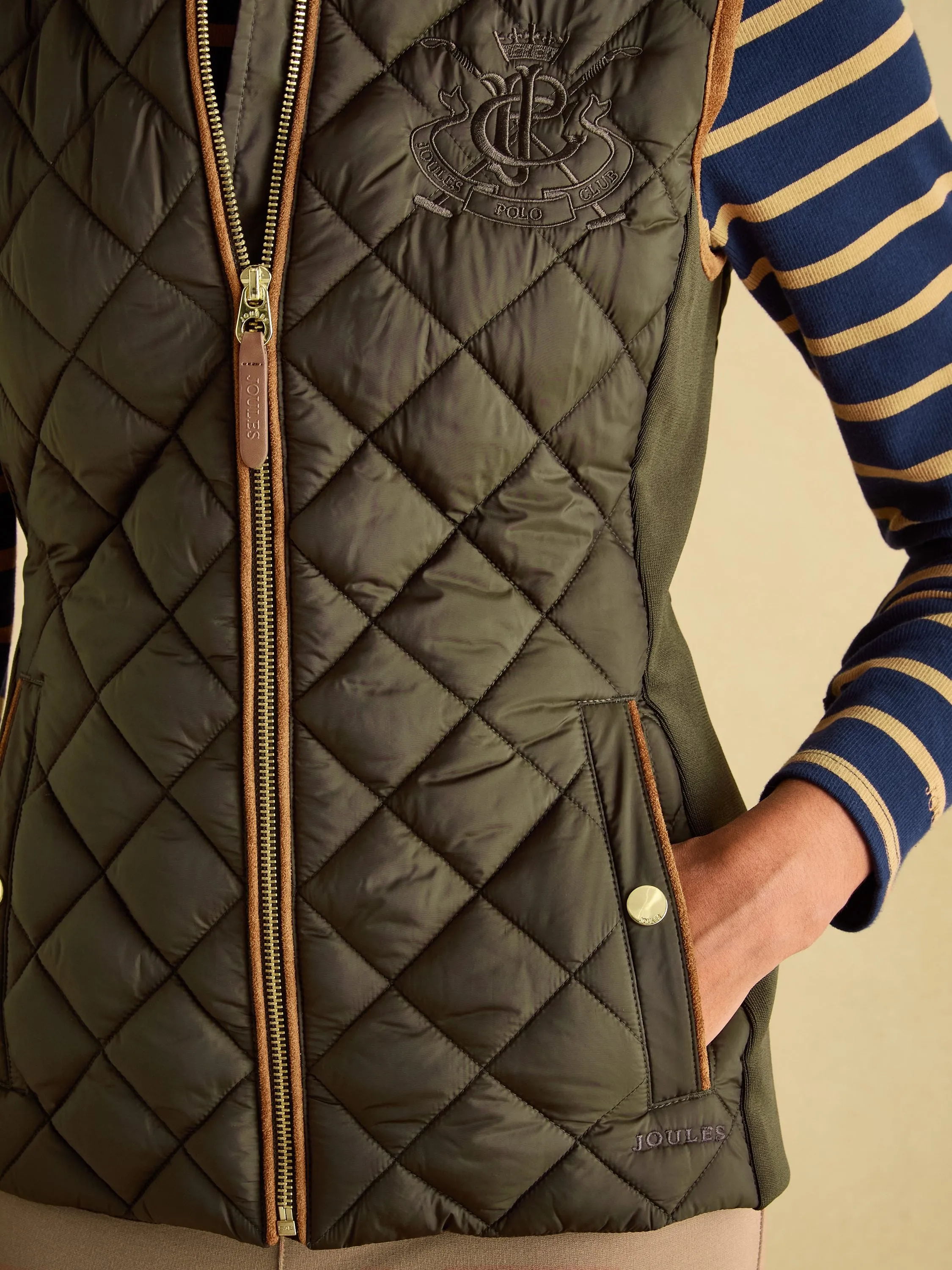 Braemar Luxe Khaki Green Showerproof Diamond Quilted Gilet