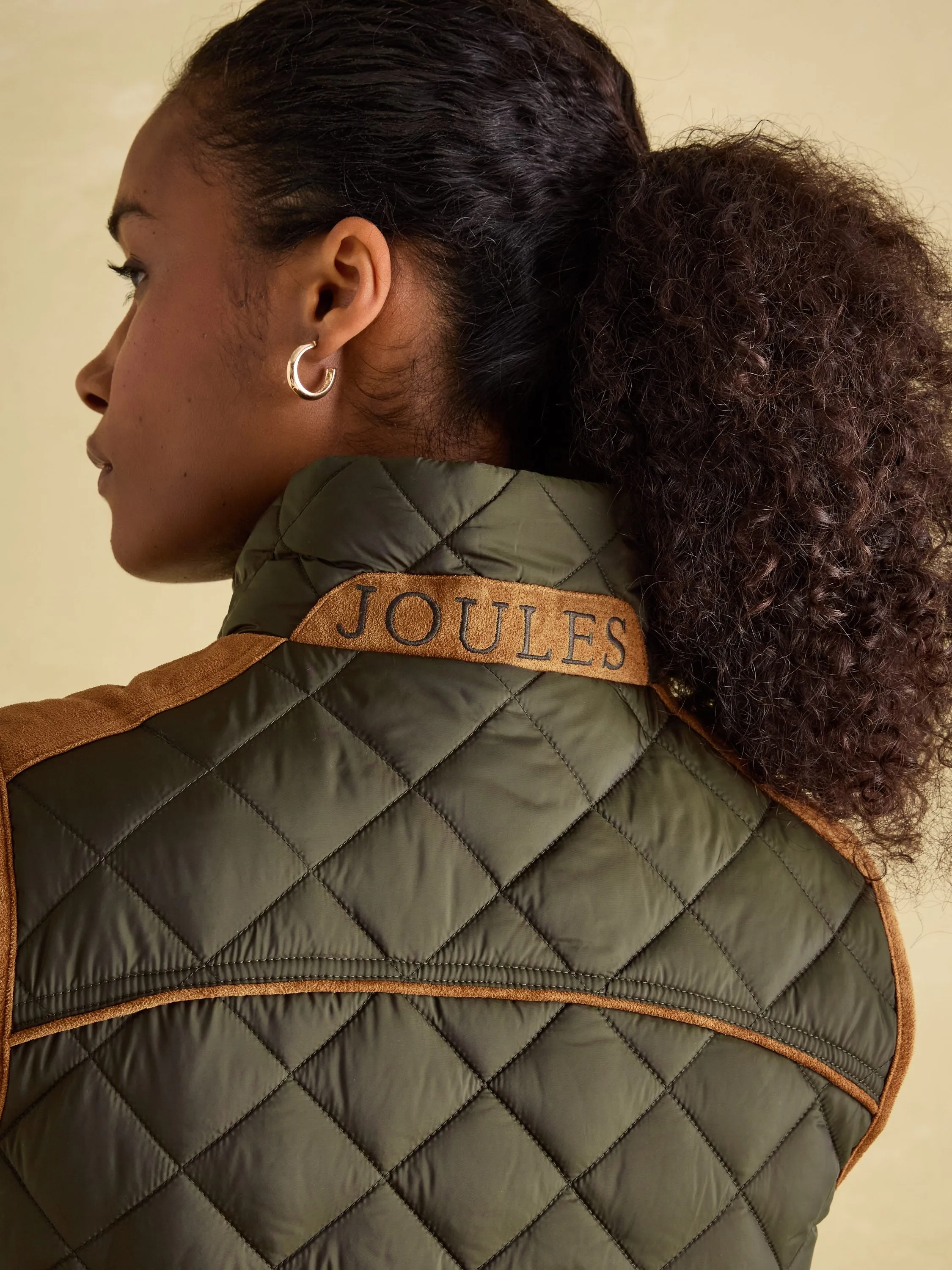 Braemar Luxe Khaki Green Showerproof Diamond Quilted Gilet