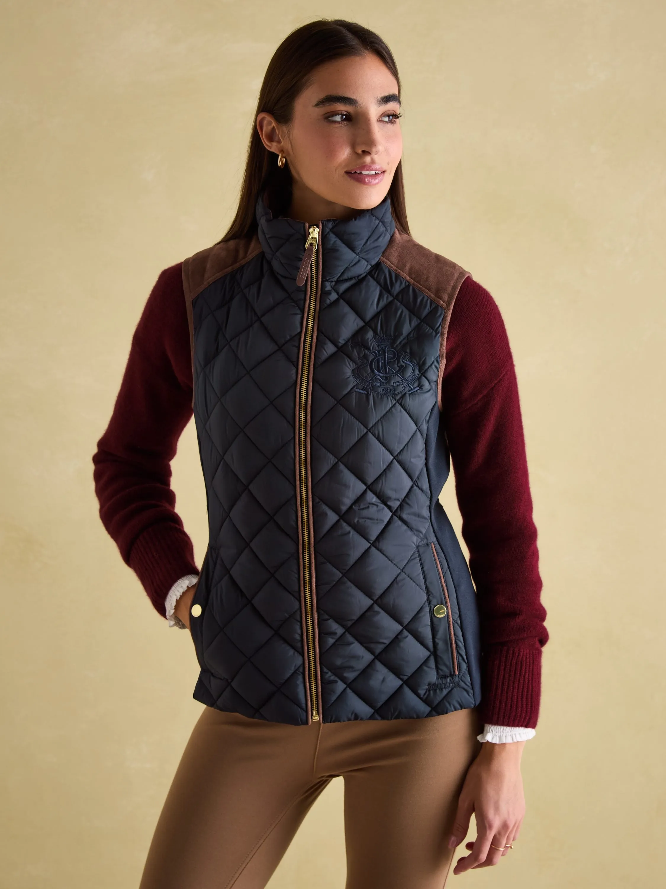 Braemar Luxe Navy Showerproof Diamond Quilted Gilet