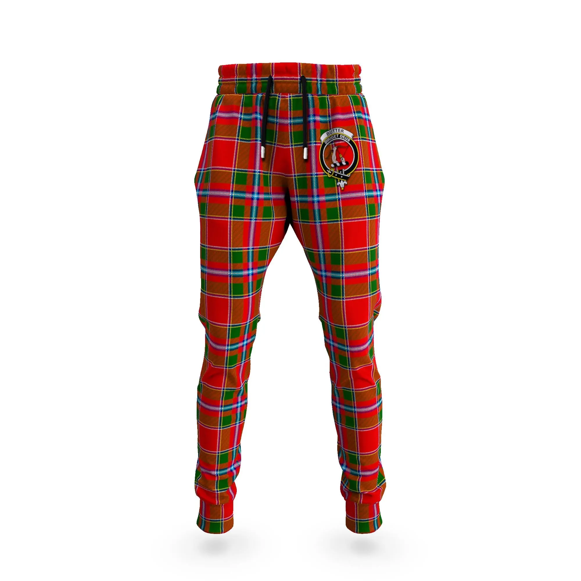 Butter Tartan Joggers Pants with Family Crest