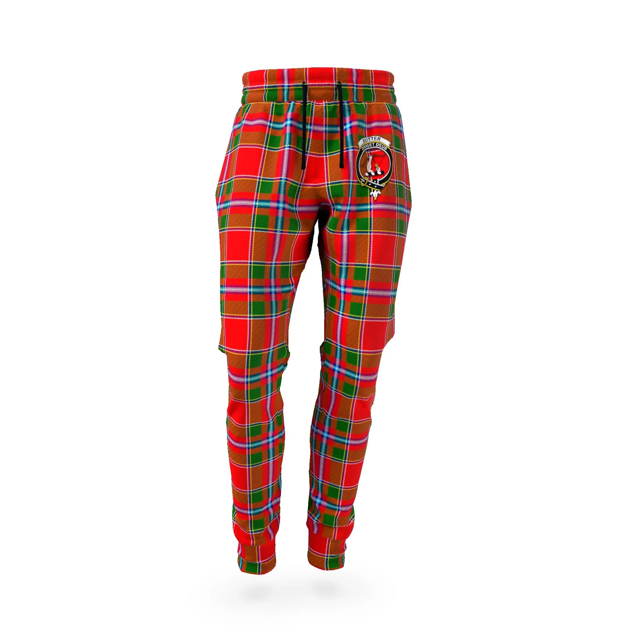 Butter Tartan Joggers Pants with Family Crest