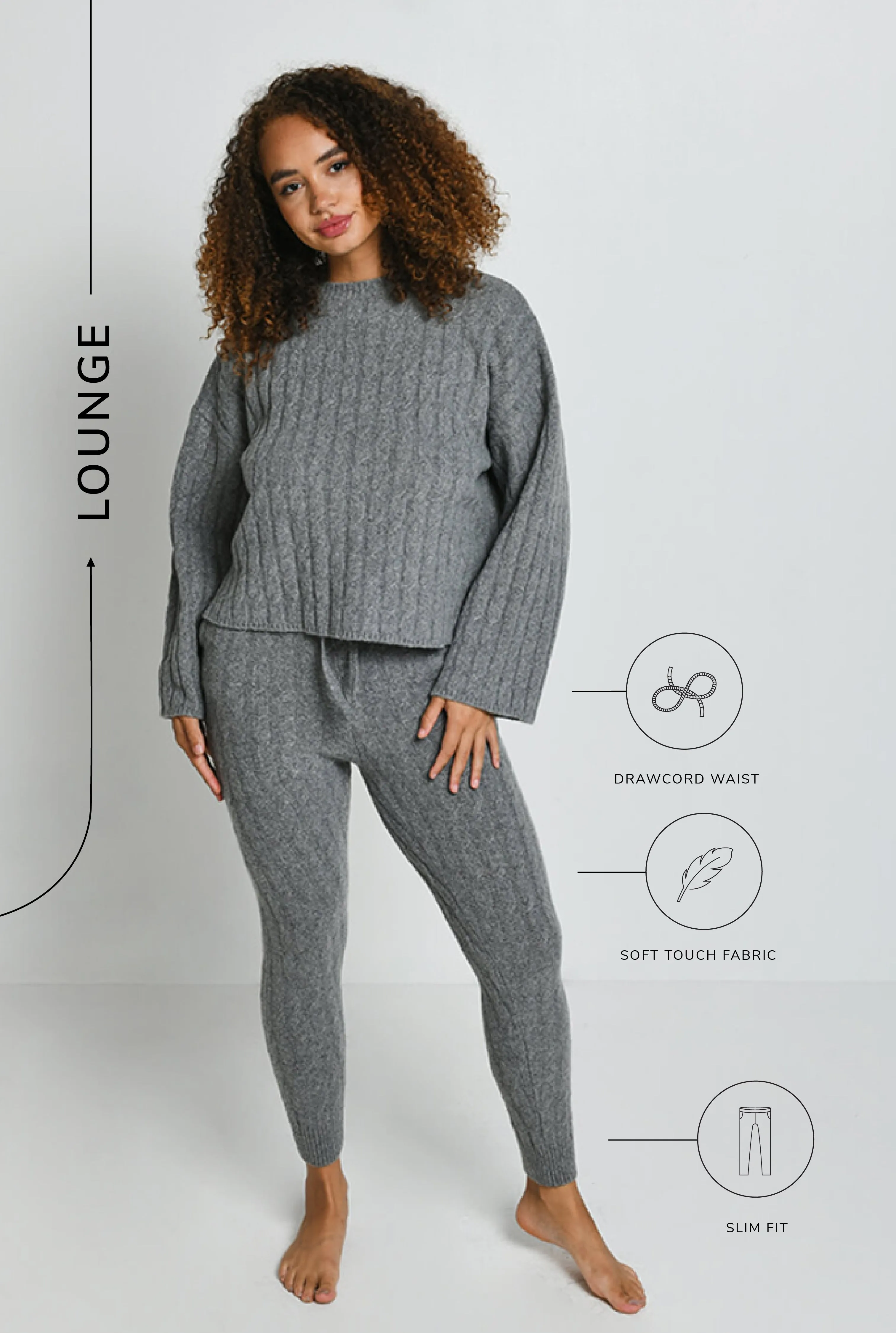 Cable Knit Set - Grey