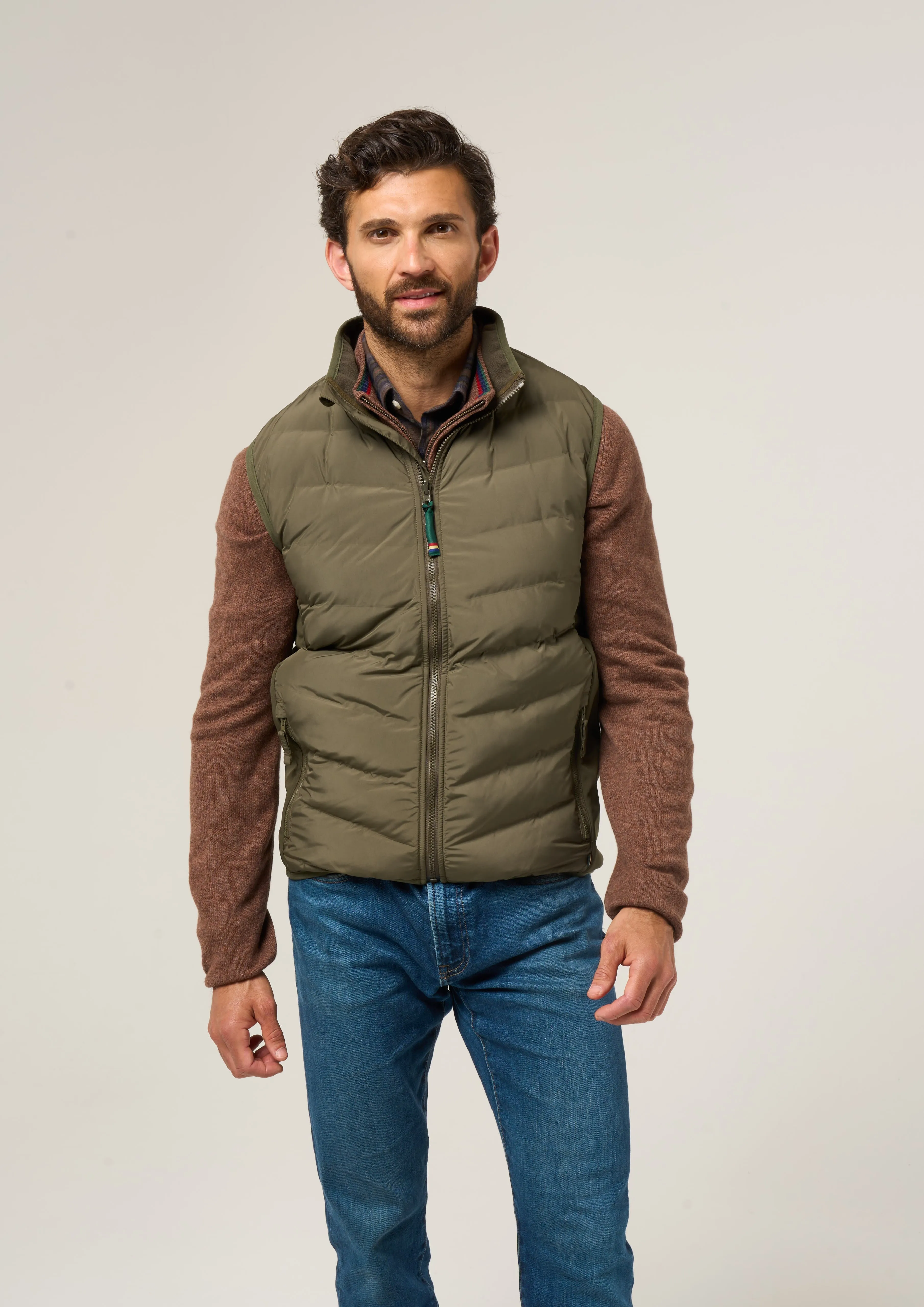 Calsall Men's Hybrid Gilet In Olive - Regular Fit