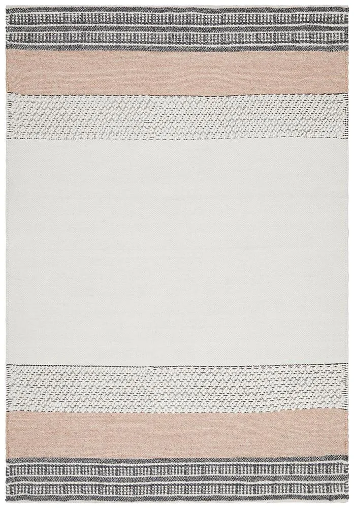 Chaaya Hand loomed Wool Rug  White Peach