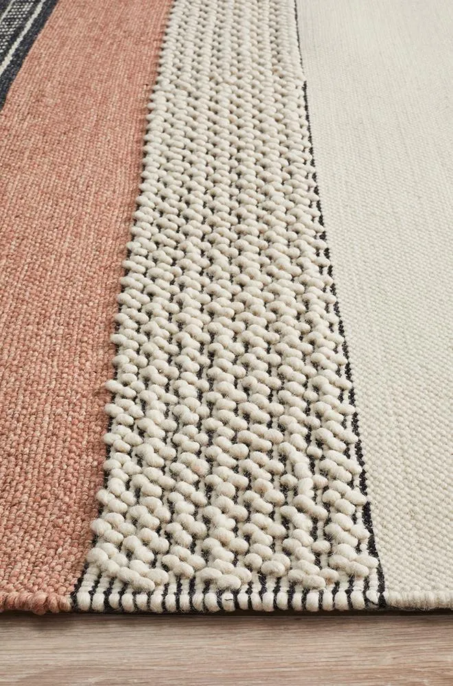 Chaaya Hand loomed Wool Rug  White Peach