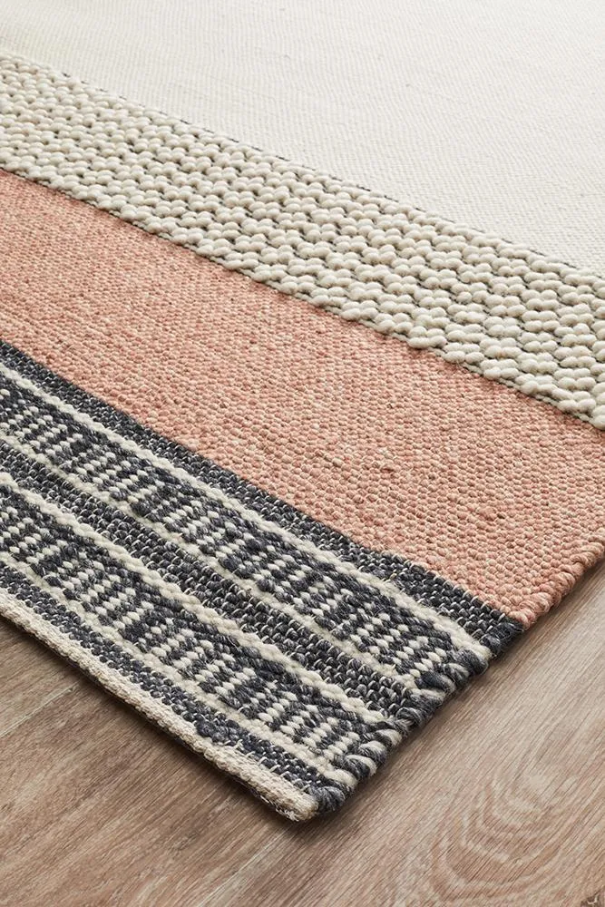 Chaaya Hand loomed Wool Rug  White Peach