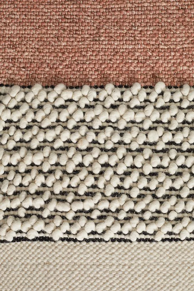 Chaaya Hand loomed Wool Rug  White Peach