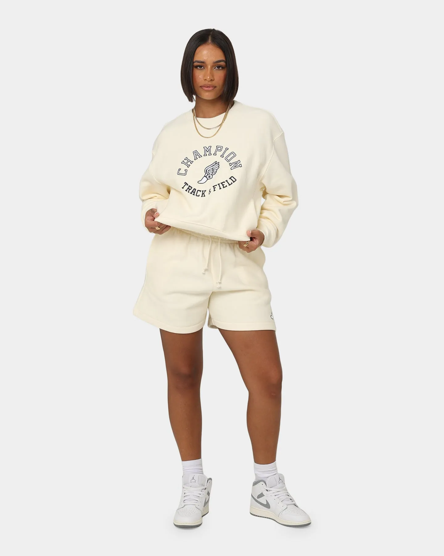 Champion Women's Reverse Weave Collegiate Crewneck Chalk White