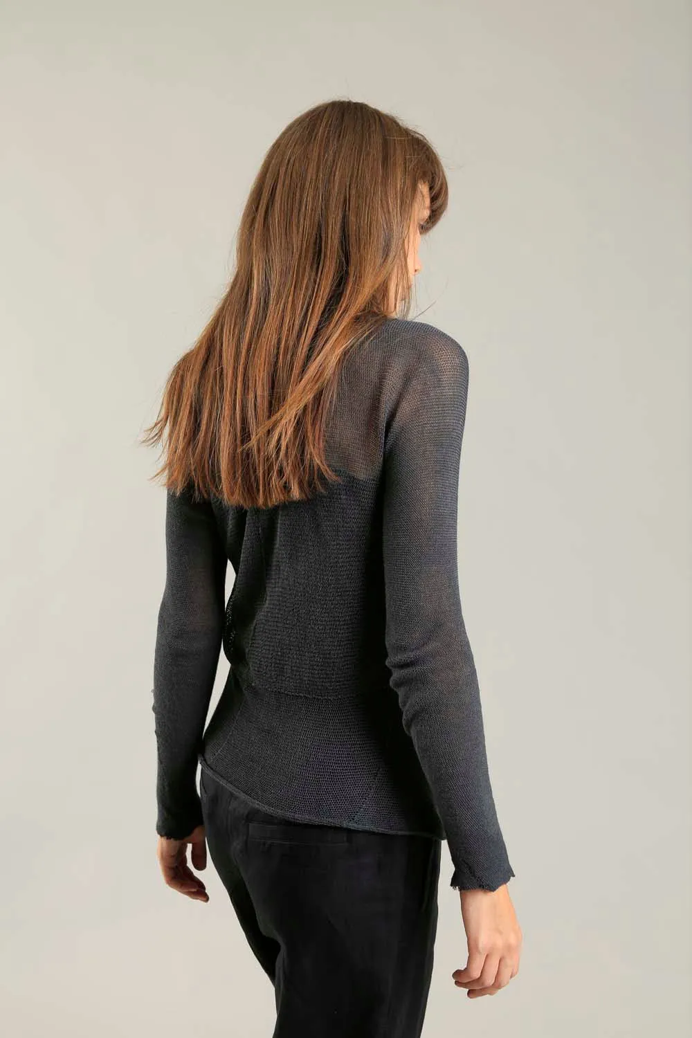 Charcoal long sleeves round neck Cross Bamboo shirt